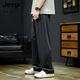 Брюки для шахматистики Jeep Spirit Men's Summer's Summer Style 2025 Новый ледяной шелк спорт быстро сушащий широко ногу с прямыми ногами.