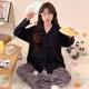 COLORFUL GEMS imitation cotton pajamas for women long-sleeved cartoon cute home clothes for outdoor wear Guangzhou Thirteen D6173 170 M