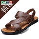 Cartelo 2024 Sommer Neue Männer Sandalen Herren trendige Leder Beachschuhe Große Palettenschicht Cowide Freizeit -Männer Sandalen 12129 Schwarz 38