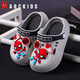 ABC Kids's Hole Shoe Shoes Boys New Spider-Man Sporters Summer Beach Shoes Beach Beach Anti-Slip Soft Sole Breathable Cartoon Slippers Grey Black [Spider-Man] 28-29 [Longitud interna de 19cm]