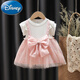 Disney Children's Vêtements 2025 Été Nouvelle petite fille robe en deux pièces robe à la mode courte à manches à manches