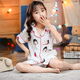 红豆（Hodo）女童睡衣夏季薄款2025新款纯棉纱布短袖卡通女孩中大童儿童家居服 LLJ-9918白色 170 12#【身高120-130CM