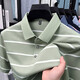 Kangaroo (DaiShu) short-sleeved T-shirt for men 2025 summer trendy striped lapel half-sleeved business casual loose plus size top middle-aged AN15100 light sky blue XL