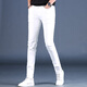 Kejiehao's new spring 2025 high-end white men's jeans slim feet elastic casual pants men's trend MK1381 white 28