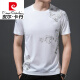 皮尔卡丹（pierre cardin）男士短袖t恤虎头2025新款夏季新款冰.丝圆领宽松上衣半袖男潮体恤 719植物黑色 M 165/ 建议95-120斤