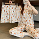 Hanrui Frühlings- und Sommerpyjamas für Frauen Cartoon Milch Seide Drei-teilige Heimkleidung 14116 170 m