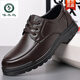 Holzspecker Echtes Männerzehenschicht Cowide Echtes Leder weicher Sohle Runde Zehen Business Arbeit lässig Lederschuhe Herren Non-Rutsch-Vaters Schuhe 6627 Black 38