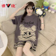 Yalu pijama para mujeres algodón puro de algodón puro pantalones cortos de manga corta dibujos animados delgados de tamaño grande 200 jin [Jin equivale a 0.5 kg] juego de ropa para el hogar para mujeres de verano WB 1343 m tamaño pequeño (80-100 Jin [Jin iguala 0.5 kg])