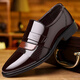 Fat Donglai business formal wear without shoelaces for feet work men's leather shoes dad flat men's leather shoes suit soft leather 9902 bright black 38