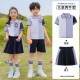童然小学生班服夏装短袖运动服套装红色英伦学院风毕业校服幼儿园园服 9902款短袖+短裤 100 码