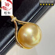 XPEL South Sea gold bead pendant round strong light rich gold pearl necklace 925 silver plated 18K gold diamond lucky bag clavicle chain
