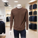 Andseeyou Brand Herren-Langarm-geschlechtsfreies T-Shirt, neue Herbst- und Winterstil Nationales Trendbasis-Shirt, trendige lässige T-Shirt-Modekleidung, UU753 Model, Dark Grey XL