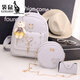Kangaroo (KANGAROO) tassel backpack for women 2024 new Korean version of girl soft girl backpack backpack for women Chinese Valentine's Day gifts, off-white, off-white three-piece set + bear pendant