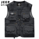 JEEP SPIRIT Jeep Working Vest Men's Spring and Summer Fishing Vest Function Multi-Pocket Jacket Men's Clothing Khaki 3XL