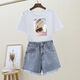 Yuxi Summer Casual Internet Celebrity Salt Set para la nueva camiseta de estilo coreano de las mujeres + pantalones cortos de mezclilla dos piezas 1# 9926# set s sugerencia 80-95jin [Jin equivale a 0.5 kg]