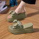 Clai de taille brisée Perle King High Talon Slippers pour les femmes Talons de semelles épaisses d'été Tour les tongs Slivers de cravate de papillon