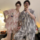 Fan Miaoli Pareja Pajamas para mujeres en algodón de verano Cárdigan de manga corta Traje transpirable Estudiante Men sueltos Internet Ropa de celebridad de ropa para el hogar Summer 719# Crayon Shin-shi XL Women (recomendado 125-150Jin [Jin iguala 0.5 kg])