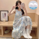 
Single Nanwei 2024 new summer ice silk herringbone twill suspender nightgown for women with fixed chest pads sweet home clothes for outdoor wear JDX-3887Q# M 160