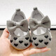 Newborn baby 0-1 year old baby girl 100-day year old with a soft bow and soft sole, no heel, toddler shoes, beige [size 12]