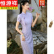 Hengyuanxiang style chinois de style chinois long cheongsam modifié 2025 Nouvelles jeunes femmes à manches courtes à manches courtes à manches courtes de la mère-Z14124 m blanc