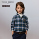Teenie Weenie Kids 24 Autumn New Boys and Girls Retro Embroidered Classic Plaid Shirt Brown 130cm