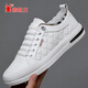 Spider King men's shoes genuine leather cowhide breathable board shoes soft sole versatile white shoes inner height-enhancing fashionable casual shoes 6628 beige height 40