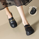 Zhr Single Shoes, Jurchen Cowhide British Handers Fashion Fashion Women Dos Wear Casual Women's Shoes Bt38 Negro 39