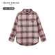 Teenie Weenie Kids 24 Autumn New Boys and Girls Retro Embroidered Classic Plaid Shirt Brown 130cm