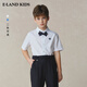 E LAND KIDS 100% Cotton Children's Clothing Boys' Shirt 2025 Summer New Arrival Detachable Bow Tie White/10 170cm One Size