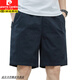 Pierre cardin shorts men's summer thin cotton mid-pants large size loose casual dark blue trend 5 minutes extra five-point pants 9224 light gray 2XL [160-180Jin [Jin equals 0.5 kg]]