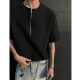 Kurz amerikanische Halbzipper Kurzärärmelte T-Shirt Herren 25 Sommer New High Street Trend Marke Waffle T-Shirt Lose halbärmeligste Top White XL (125-145jin [Jin ist gleich 0,5 kg])