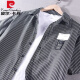 皮尔卡丹（pierre cardin）纯棉条纹衬衫男士短袖夏季薄款日系复古免烫韩版休闲半袖贴标衬衣 9766米白 M 【适合体重110-125斤】