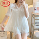 Camisón Langsha (Langsha) Camiseta para mujeres en el verano encaje de manga corta sexy blanca malla pijama de seda vestido de encaje modal de encaje de encaje e_w7373# falda de malla de manga corta M [85-105Jin [Jin equivale a 0.5 kg]]]