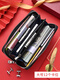 Jinlilai billet de cuero largo para hombres 2025 Nuevo bolso para hombres Caquero de vaca Pipe Business Blutch Negro --- 12 ranuras para tarjetas [