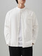 Duken heavy cotton stand-up collar shirt men's long-sleeved spring and autumn solid color high-end workwear Henry collar round neck shirt jacket white heavy cotton/stand-up collar design M (suitable for 90-110 Jin Jin equal to 0.5 kg)