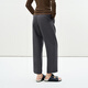 LESS [same style in the mall] 2025 summer new wool casual straight cutout pants for women 2P4E13660 011 carbon black L