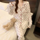 S.SOFEA PAJAMAS DE PAJAMAS MUJERES Estilo coreano Ins Mangas largas Pantalones de ropa para el hogar F3527-175 L