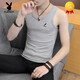 
Playboy (PLAYBOY) Men's summer pure cotton vest thin tight elastic fitness vest sleeveless sports T-shirt solid color base shirt 6296 gray solid color XL 120-135Jin [Jin equals 0.5 kg]
