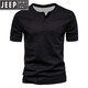 JEEP SPIRIT American retro heavy summer base shirt cotton short-sleeved Henry shirt men's fitness tough guy army green T-shirt half-sleeved 3KDT-1-white M