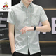Vogelscheuche (mexikanisch) 2024 neues Hemd Summer Thin Herren kurzärmelig kariertes Hemd Casual Korean Style Slim Cotton Top 844 Khaki M 80-104jin [Jin gleich 0,5 kg]