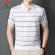 Mengtejiao summer mulberry silk short-sleeved T-shirt men's middle-aged daddy's suit striped lapel half-sleeved Polo shirt 723 Baolan average size 165/m suggests 100-115Jin [Jin equals 0.5 kg]