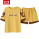
Catman MIIOW pajamas for women, summer pure cotton, cute Korean style student short-sleeved thin loose two-piece suit Spring and autumn home clothes can be worn outside. Gold GXT6630 color M (recommended 75-95Jin [Jin equals 0.5 kg])