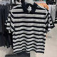 
Nike (NIKE) short-sleeved POLO shirt men's 2025 summer new striped sportswear casual lapel T-shirt half-sleeved top FN3897-010 black and white stripes S
