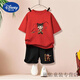 Disney Summer Children's Kurzärärmelte T-Shirt Neuer Stil für den Nationalen Trend der Kinder der Kinder Nudha Devil Child's Noodle Boys zweiteiler Set 1098# Rucksack T-Gray + 2005# Gray Shorts 90