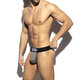EScollection sexy men's thong stripes high elastic breathable low waist U convex bag design UN2051 black L