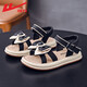 Huili Chaussures pour enfants Sandales pour enfants 2025 Été Nouvelles filles Solemn Solemn All-Match Chaussures décontractées arc moyennes grandes enfants chaussures respirantes beige noire -1047 28