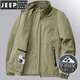 JEEP SPIRIT Jacket Men's Spring and Autumn Youth Stand Collar Thin Windproof and Waterproof Jacket Top Outdoor Cycling Windbreaker Black XL 130-145Jin Jin equals 0.5 kg