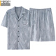 莫代尔睡衣男款男士夏季纯棉2025新款短袖大码夏天蓝色居家居服套装夏款 YD-LMSJ9227 绿色英文口袋 翻领 4XL