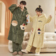 Fuxinkang coral velvet couple pajamas men's autumn and winter thickened and extended loose women's nightgown flannel bathrobe home clothes PY-6627 XL - women [height 165-170-weight 120-140]