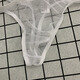 Transparent tight sexy breathable mesh ice silk underwear for men's thong, men's sexy T-shorts low, white XXL145-160